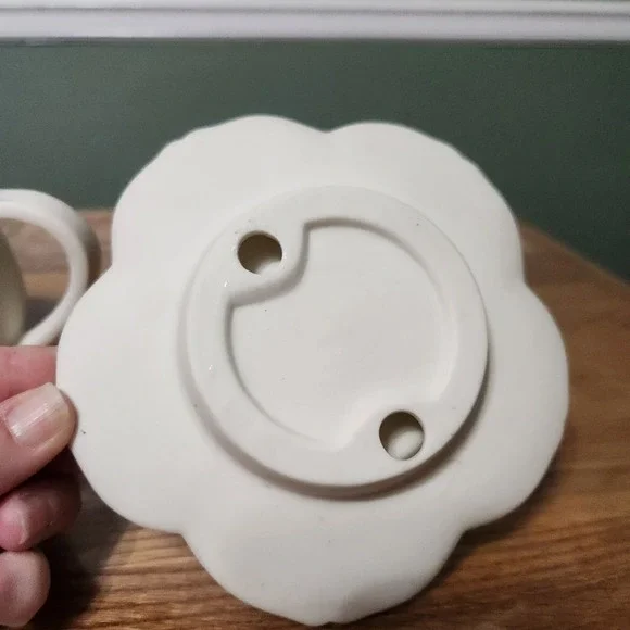 Partylite Tea Pot Tealight Candle Holder Luminary Porcelain Bisque Fairy - Picture 6 of 6